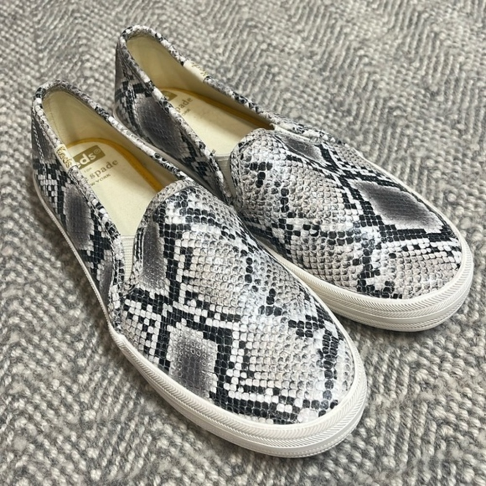 kate spade Black & White Snakeskin Slip-On Sneakers